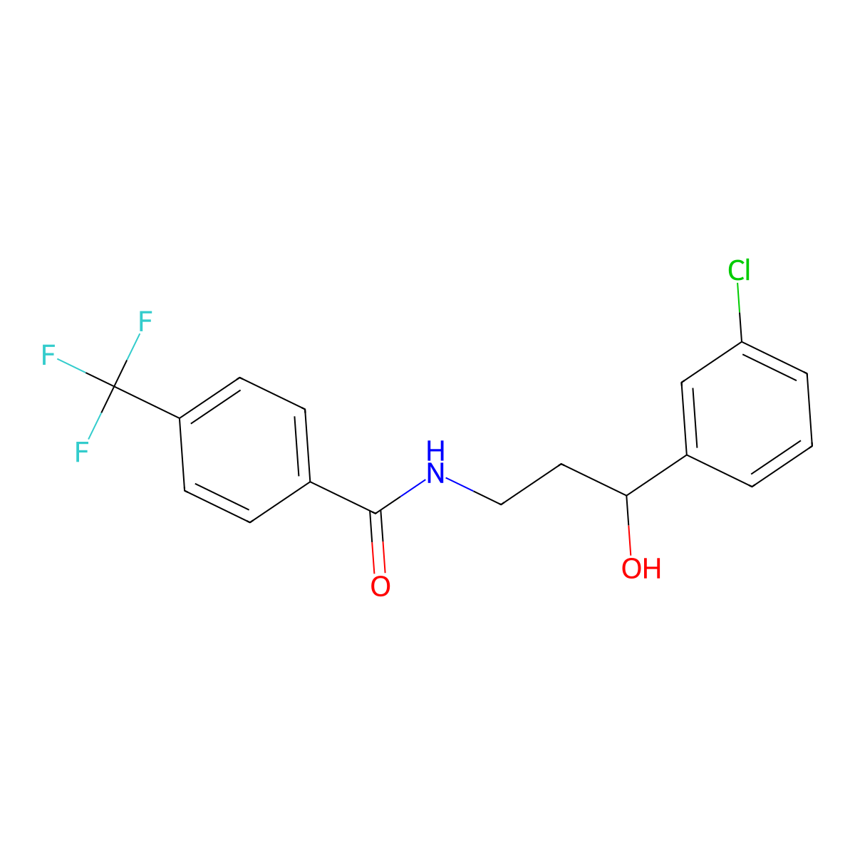 N-[3-(3-chlorophenyl)-3-hydroxypropyl]-4-(trifluoromethyl)benzamide molecular structure, CAS 2034466-82-3