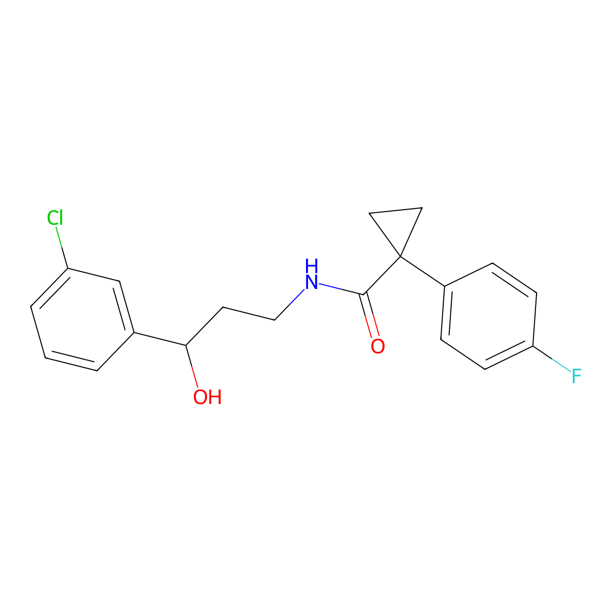 N-(3-(3-chlorophenyl)-3-hydroxypropyl)-1-(4-fluorophenyl)cyclopropanecarboxamide molecular structure, CAS 2034466-86-7