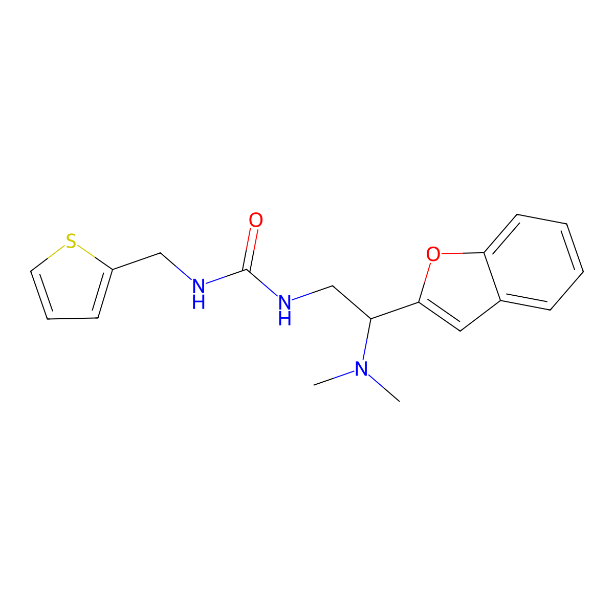 1-(2-(Benzofuran-2-yl)-2-(dimethylamino)ethyl)-3-(thiophen-2-ylmethyl)urea molecular structure, CAS 2034466-92-5