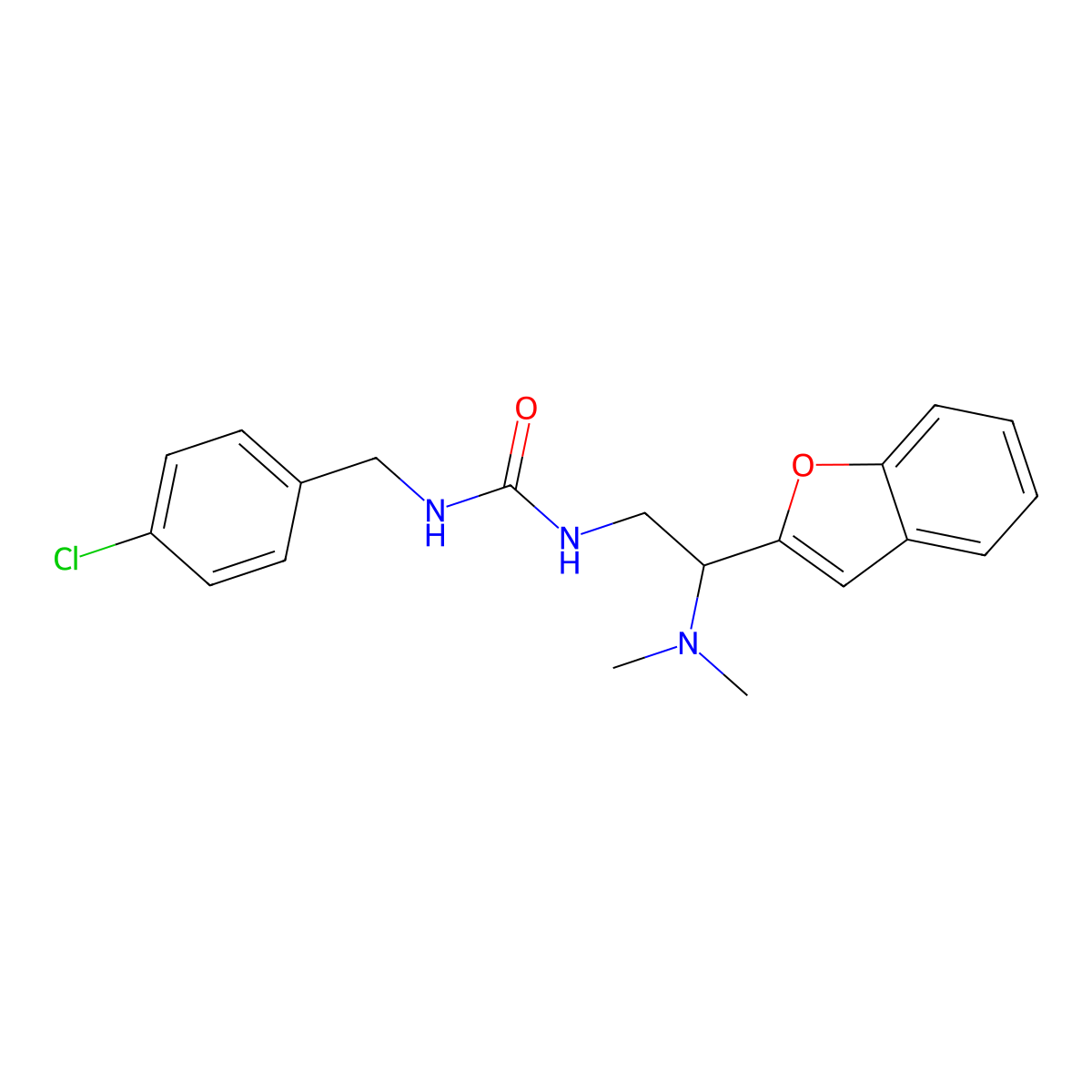 1-(2-(Benzofuran-2-yl)-2-(dimethylamino)ethyl)-3-(4-chlorobenzyl)urea molecular structure, CAS 2034466-96-9