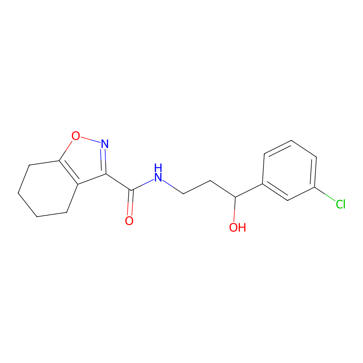 N-(3-(3-chlorophenyl)-3-hydroxypropyl)-4,5,6,7-tetrahydrobenzo[d]isoxazole-3-carboxamide molecular structure, CAS 2034466-97-0