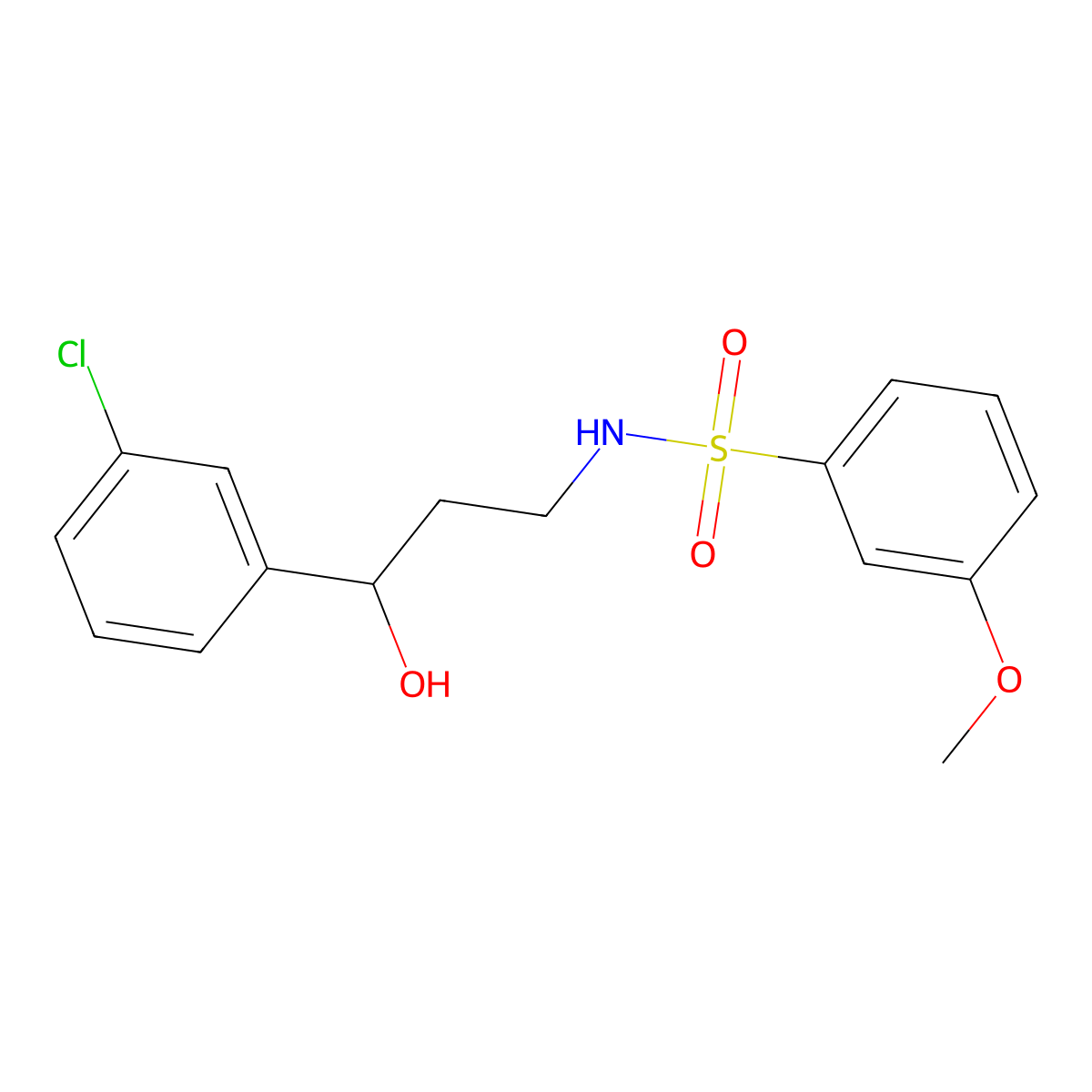 N-(3-(3-chlorophenyl)-3-hydroxypropyl)-3-methoxybenzenesulfonamide molecular structure, CAS 2034466-99-2