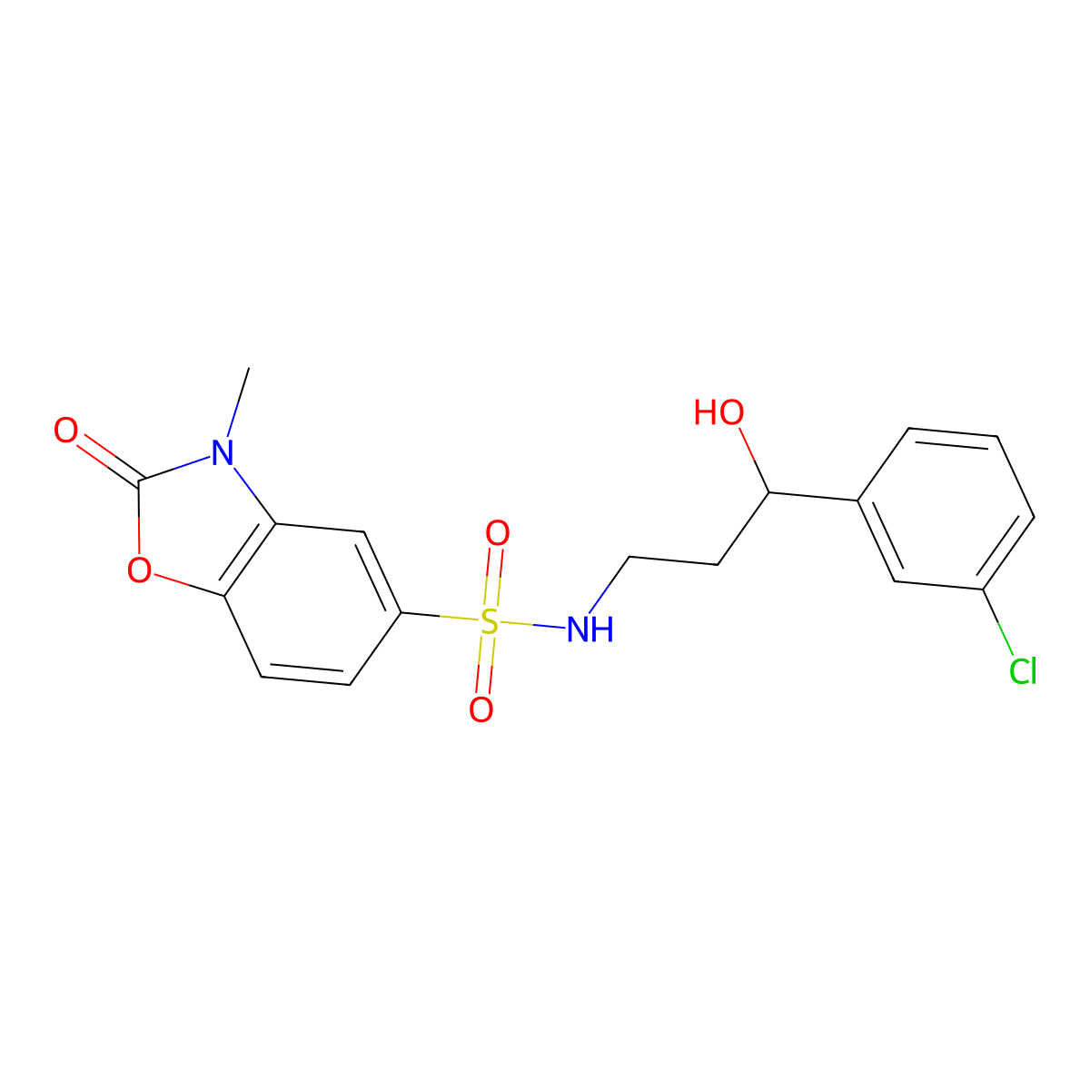 N-(3-(3-chlorophenyl)-3-hydroxypropyl)-3-methyl-2-oxo-2,3-dihydrobenzo[d]oxazole-5-sulfonamide molecular structure, CAS 2034467-05-3