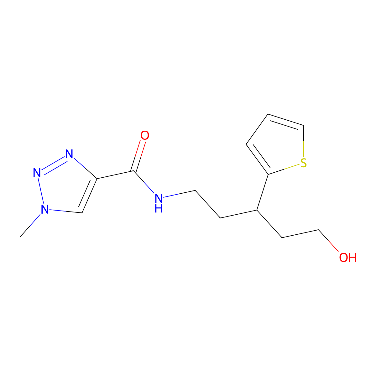 N-[5-hydroxy-3-(thiophen-2-yl)pentyl]-1-methyl-1H-1,2,3-triazole-4-carboxamide molecular structure, CAS 2034467-06-4