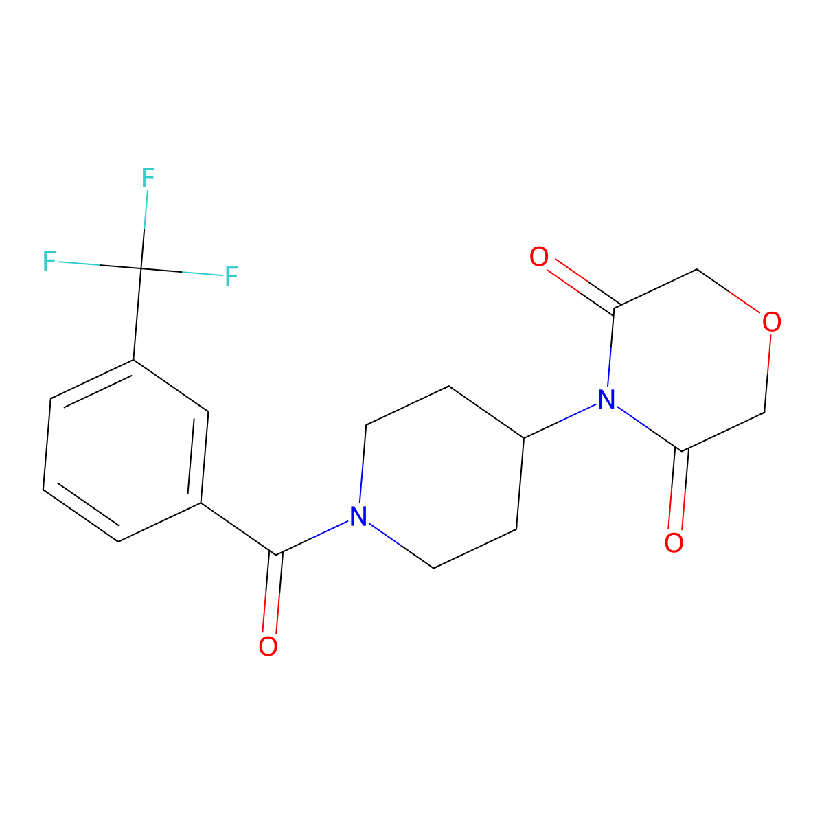4-{1-[3-(Trifluoromethyl)benzoyl]piperidin-4-yl}morpholine-3,5-dione molecular structure, CAS 2034467-08-6