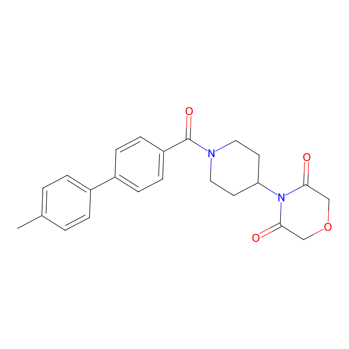 4-(1-(4'-Methyl-[1,1'-biphenyl]-4-carbonyl)piperidin-4-yl)morpholine-3,5-dione molecular structure, CAS 2034467-13-3
