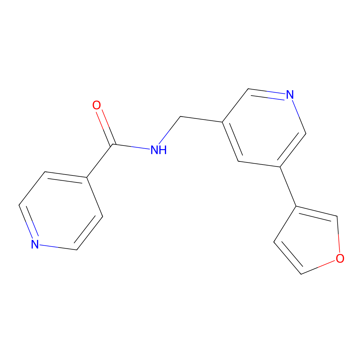 N-((5-(furan-3-yl)pyridin-3-yl)methyl)isonicotinamide molecular structure, CAS 2034467-14-4