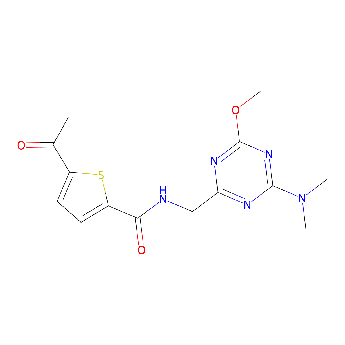 5-acetyl-N-{[4-(dimethylamino)-6-methoxy-1,3,5-triazin-2-yl]methyl}thiophene-2-carboxamide molecular structure, CAS 2034467-15-5