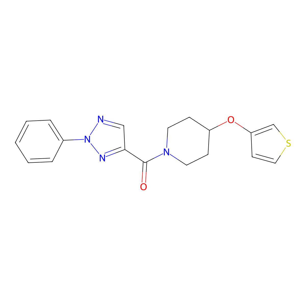 (2-phenyl-2H-1,2,3-triazol-4-yl)(4-(thiophen-3-yloxy)piperidin-1-yl)methanone molecular structure, CAS 2034467-16-6