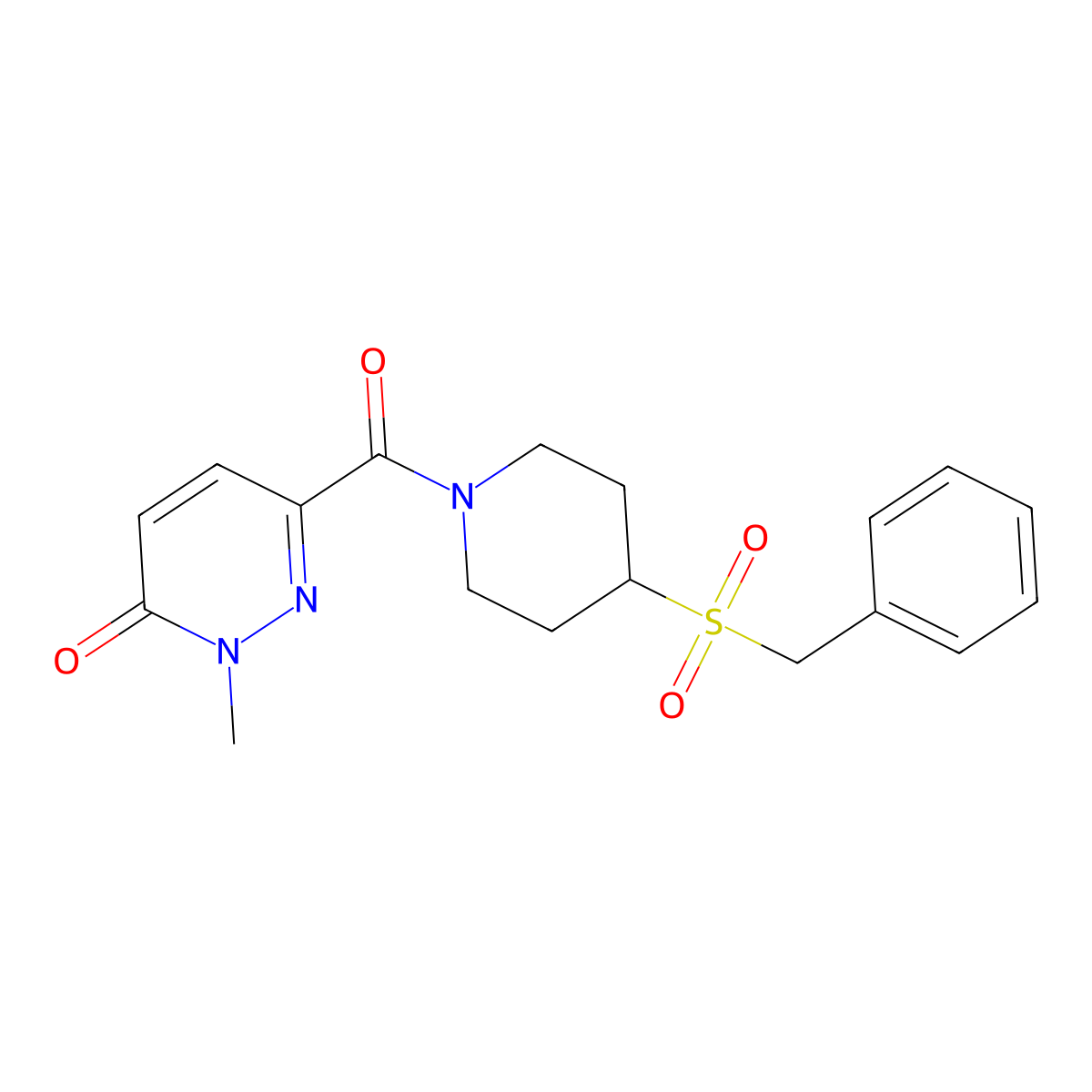 6-(4-(benzylsulfonyl)piperidine-1-carbonyl)-2-methylpyridazin-3(2H)-one molecular structure, CAS 2034467-22-4