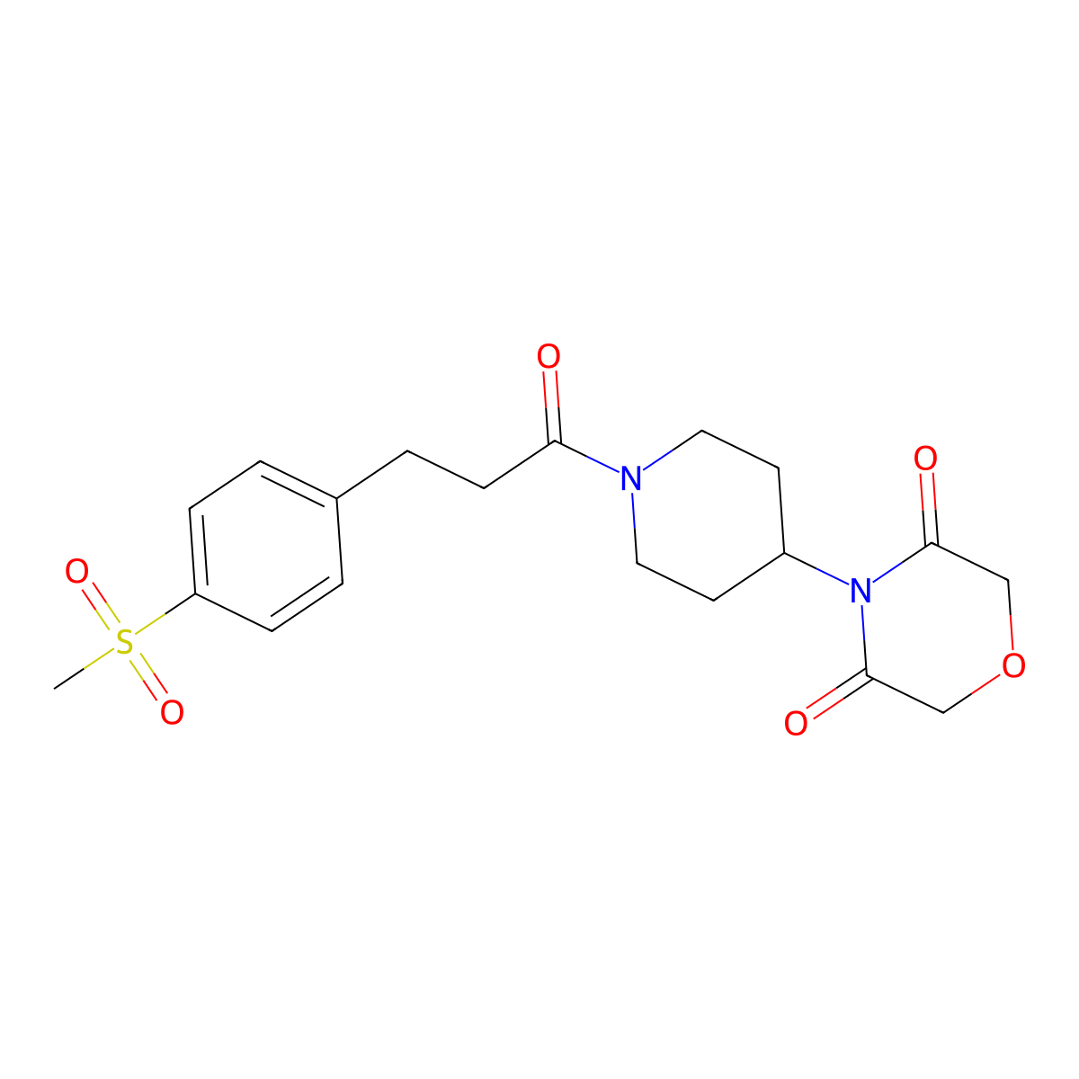 4-(1-(3-(4-(Methylsulfonyl)phenyl)propanoyl)piperidin-4-yl)morpholine-3,5-dione molecular structure, CAS 2034467-29-1