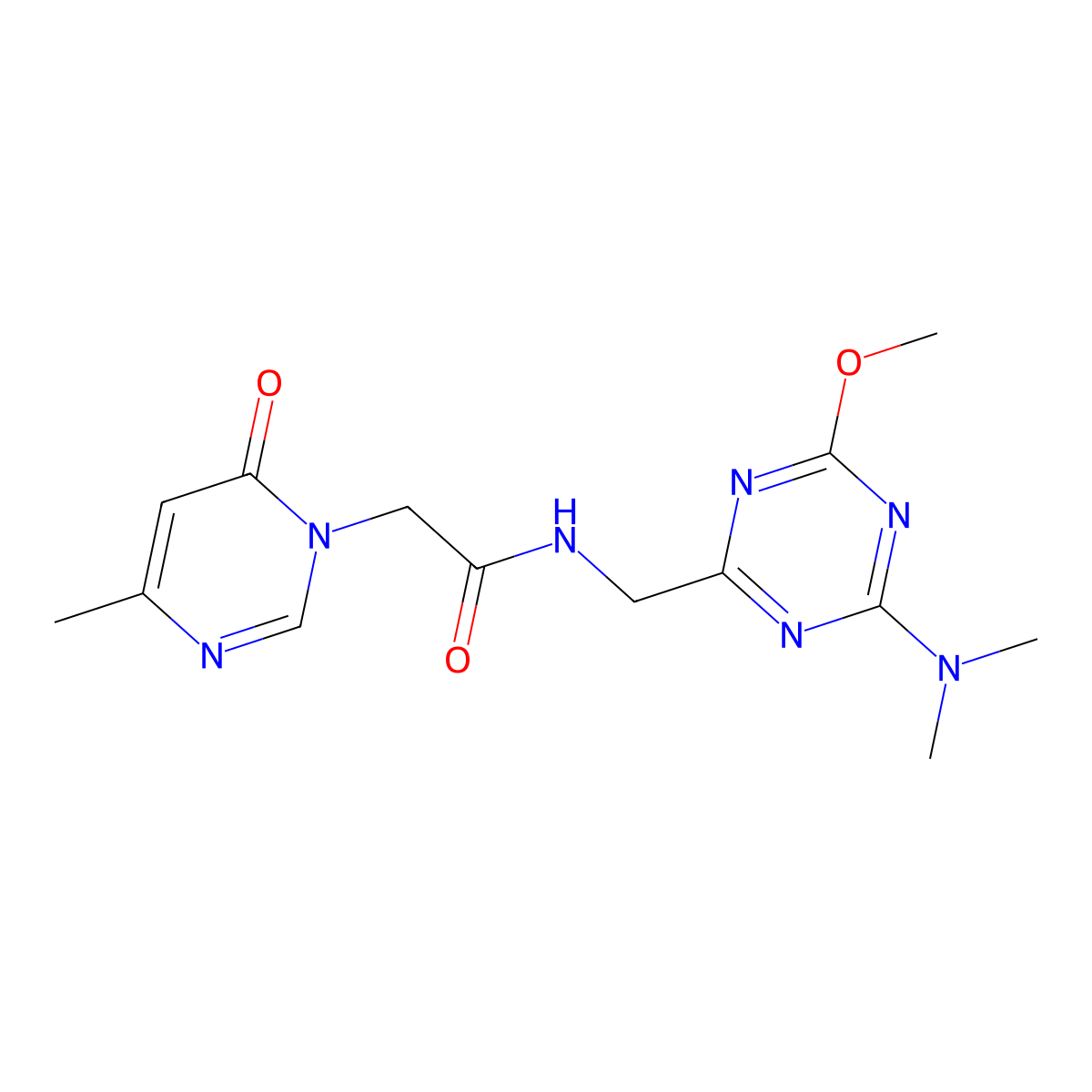 N-((4-(dimethylamino)-6-methoxy-1,3,5-triazin-2-yl)methyl)-2-(4-methyl-6-oxopyrimidin-1(6H)-yl)acetamide molecular structure, CAS 2034467-32-6