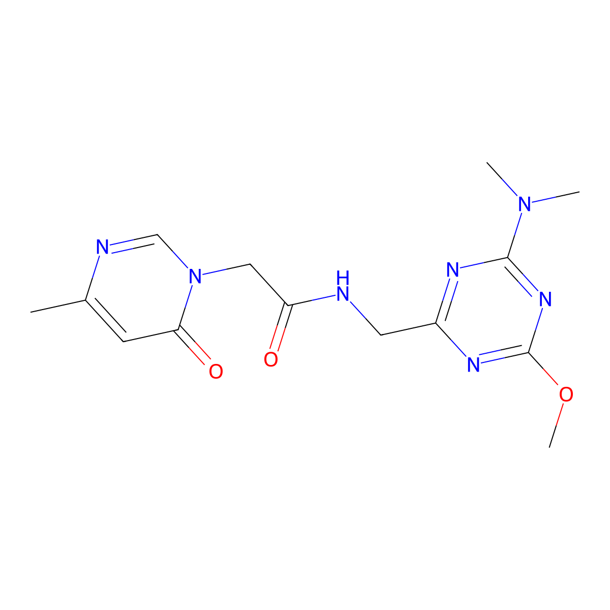 N-((4-(dimethylamino)-6-methoxy-1,3,5-triazin-2-yl)methyl)-2-(4-methyl-6-oxopyrimidin-1(6H)-yl)acetamide molecular structure, CAS 2034467-32-6