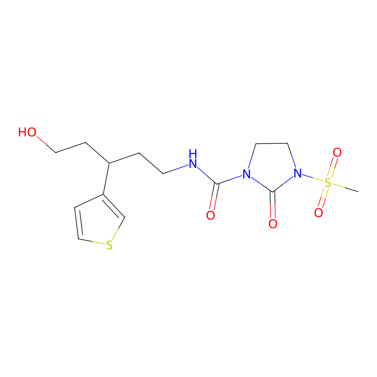 N-(5-hydroxy-3-(thiophen-3-yl)pentyl)-3-(methylsulfonyl)-2-oxoimidazolidine-1-carboxamide molecular structure, CAS 2034467-47-3