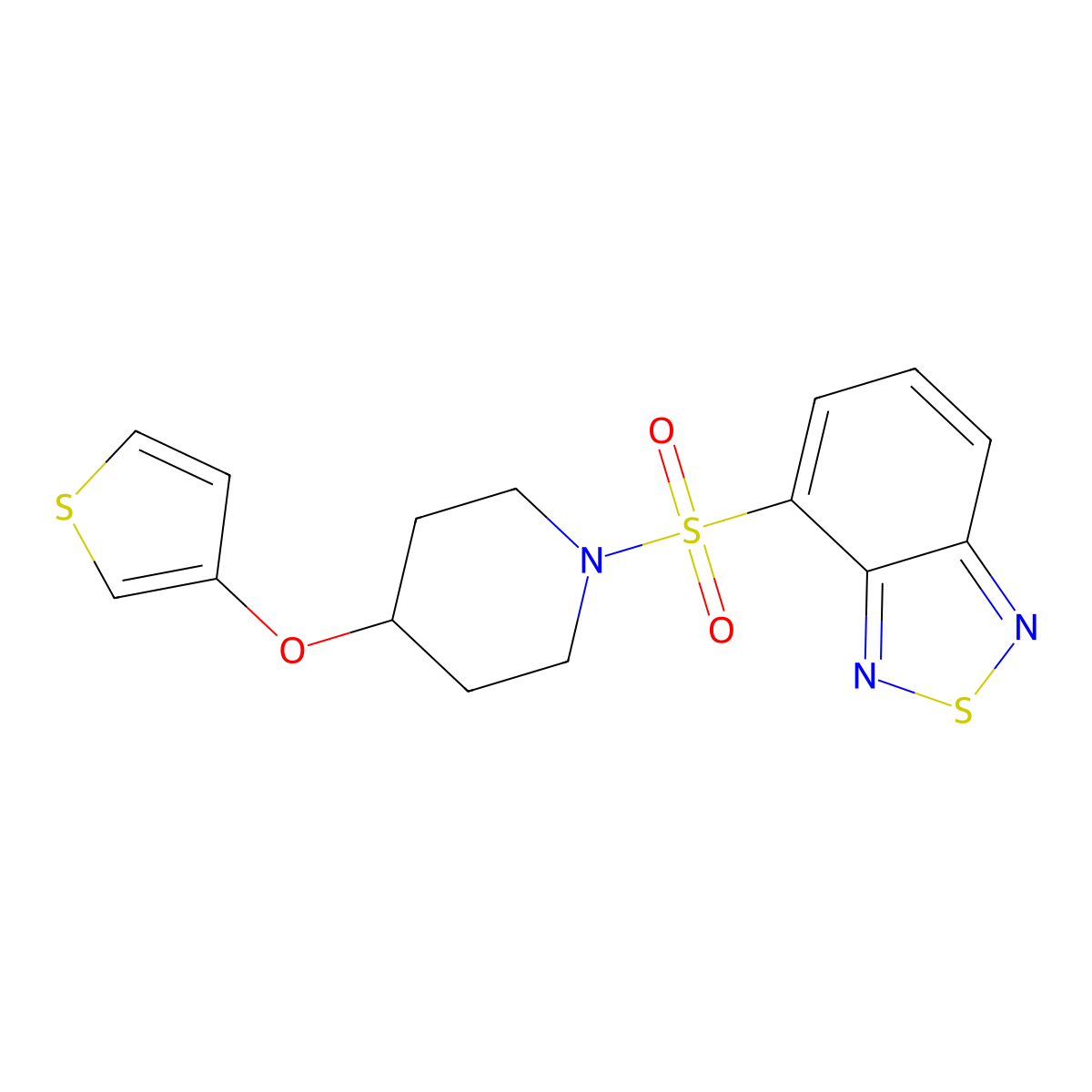 4-((4-(Thiophen-3-yloxy)piperidin-1-yl)sulfonyl)benzo[c][1,2,5]thiadiazole molecular structure, CAS 2034467-51-9