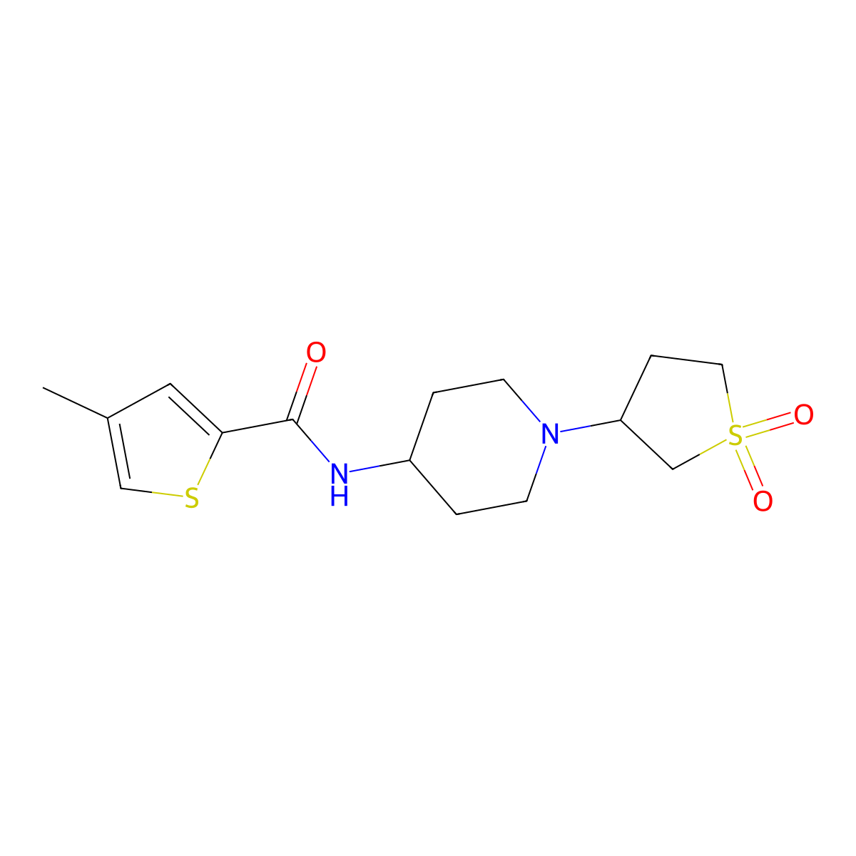 N-(1-(1,1-dioxidotetrahydrothiophen-3-yl)piperidin-4-yl)-4-methylthiophene-2-carboxamide molecular structure, CAS 2034467-54-2