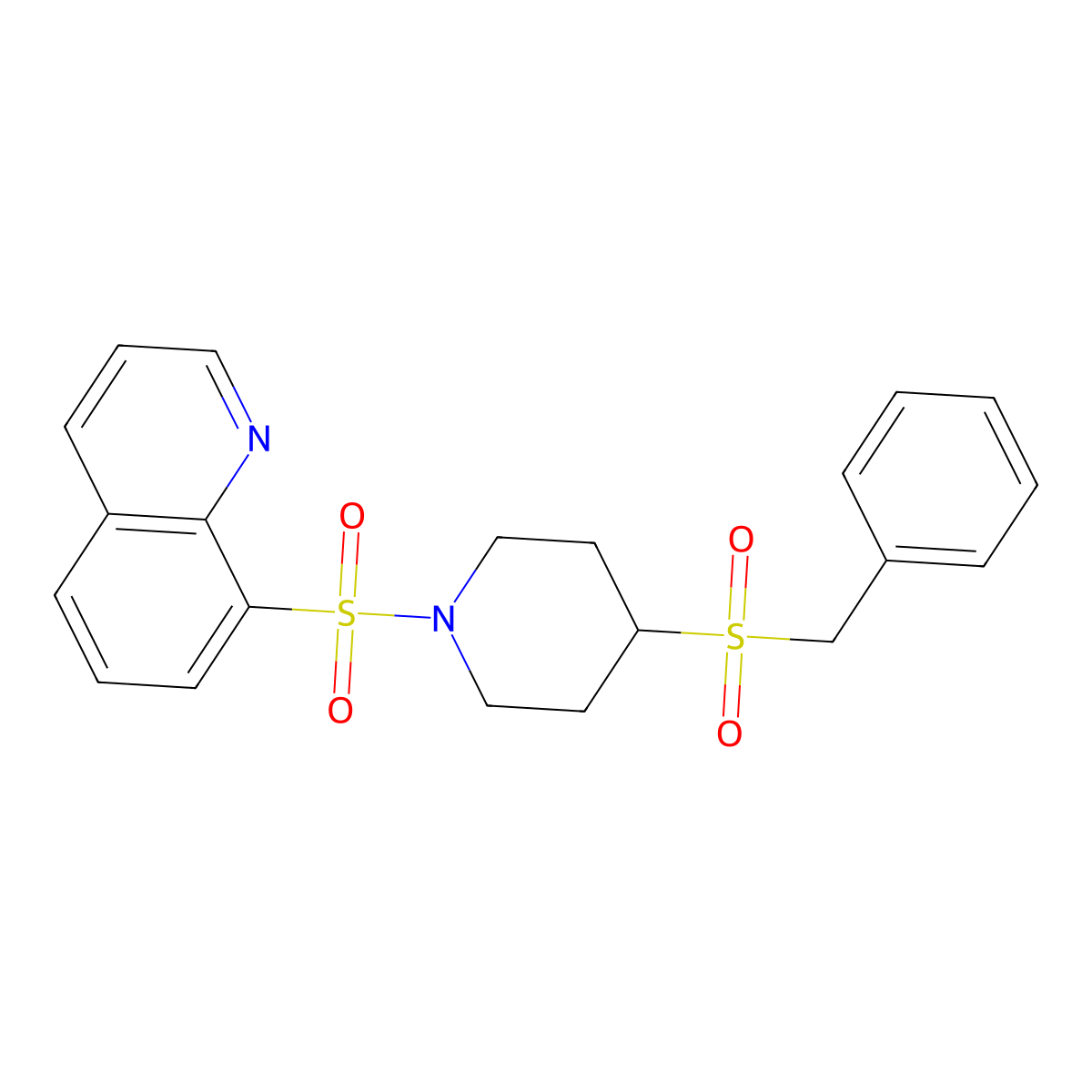 8-((4-(Benzylsulfonyl)piperidin-1-yl)sulfonyl)quinoline molecular structure, CAS 2034467-70-2