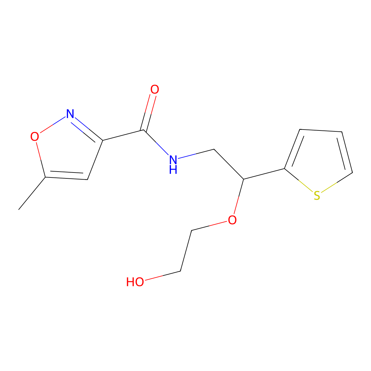 N-[2-(2-hydroxyethoxy)-2-(thiophen-2-yl)ethyl]-5-methyl-1,2-oxazole-3-carboxamide molecular structure, CAS 2034467-72-4