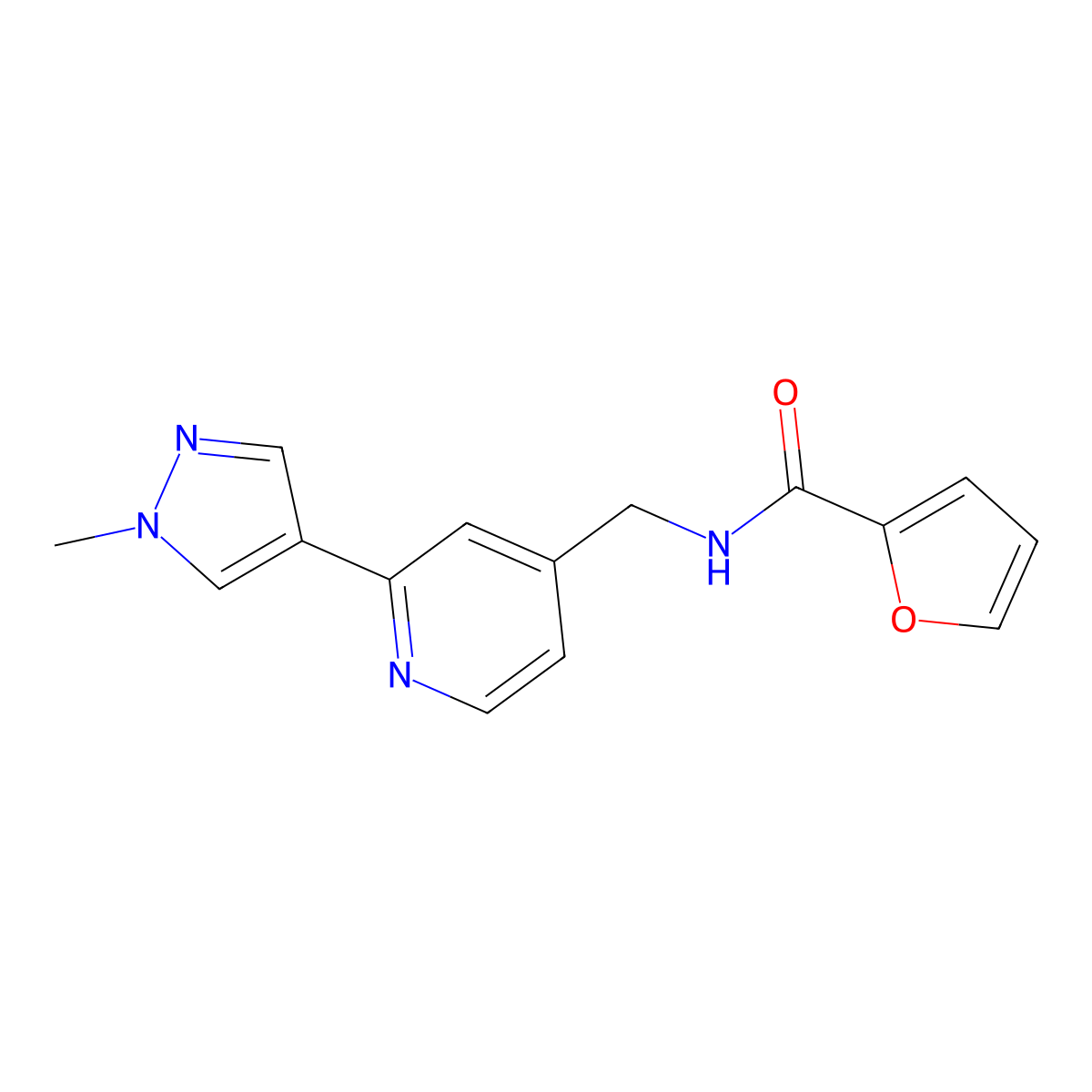 N-{[2-(1-methyl-1H-pyrazol-4-yl)pyridin-4-yl]methyl}furan-2-carboxamide molecular structure, CAS 2034467-77-9