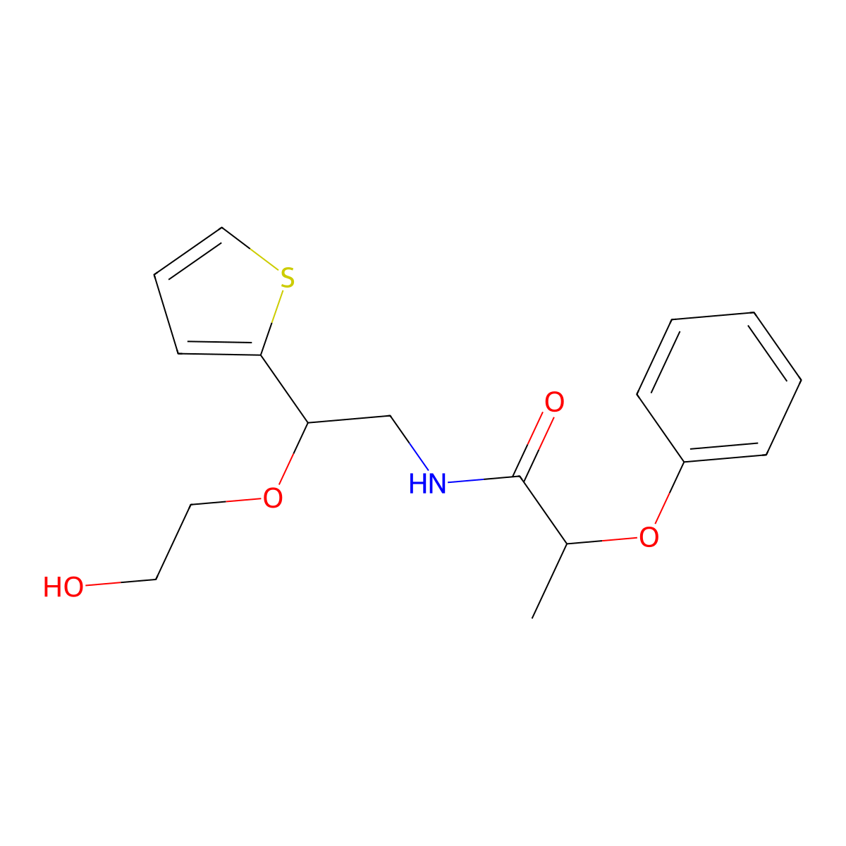 N-[2-(2-hydroxyethoxy)-2-(thiophen-2-yl)ethyl]-2-phenoxypropanamide molecular structure, CAS 2034467-84-8