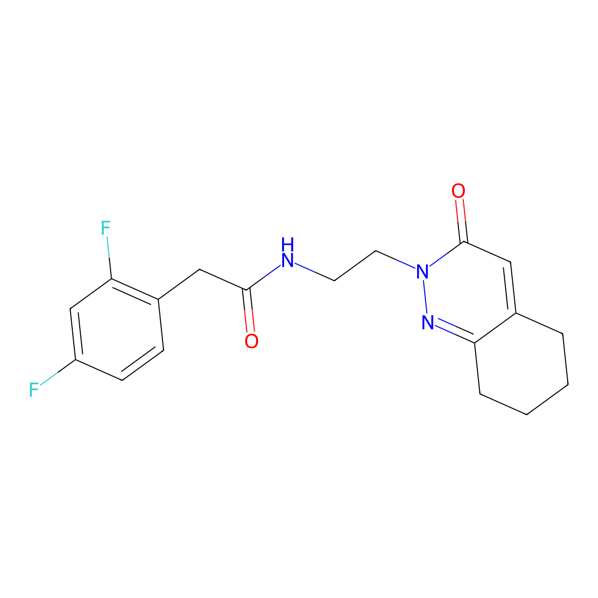 2-(2,4-difluorophenyl)-N-(2-(3-oxo-5,6,7,8-tetrahydrocinnolin-2(3H)-yl)ethyl)acetamide molecular structure, CAS 2034467-85-9