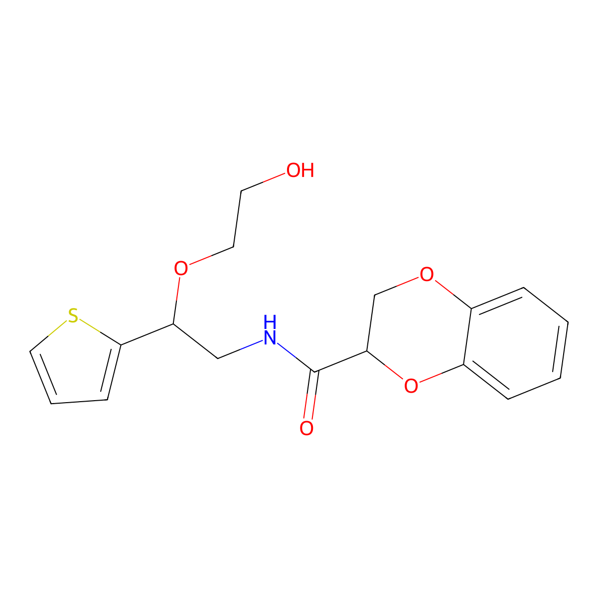 N-(2-(2-hydroxyethoxy)-2-(thiophen-2-yl)ethyl)-2,3-dihydrobenzo[b][1,4]dioxine-2-carboxamide molecular structure, CAS 2034467-91-7