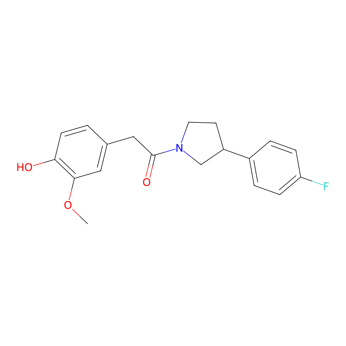 1-(3-(4-Fluorophenyl)pyrrolidin-1-yl)-2-(4-hydroxy-3-methoxyphenyl)ethanone molecular structure, CAS 2034467-93-9