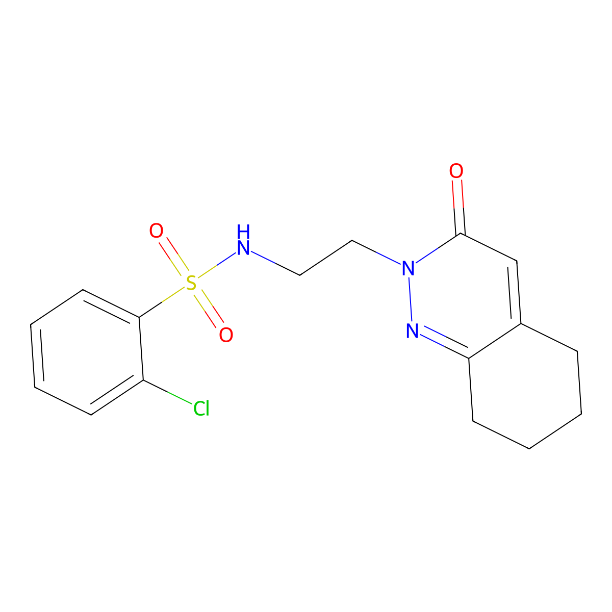 2-chloro-N-(2-(3-oxo-5,6,7,8-tetrahydrocinnolin-2(3H)-yl)ethyl)benzenesulfonamide molecular structure, CAS 2034467-95-1
