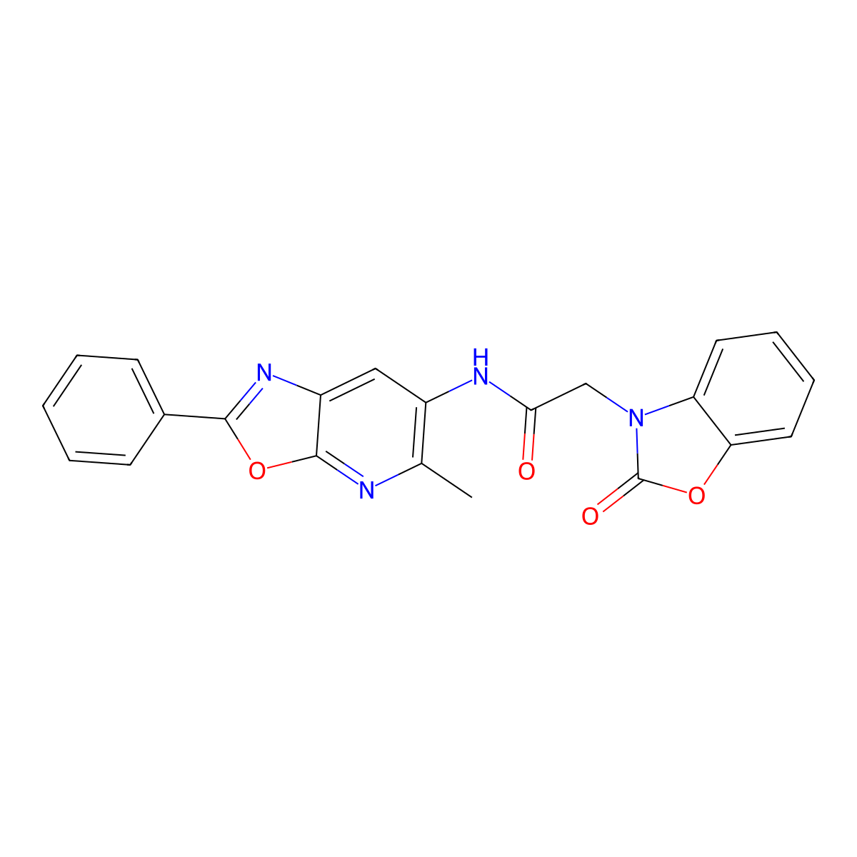 N-(5-methyl-2-phenyloxazolo[5,4-b]pyridin-6-yl)-2-(2-oxobenzo[d]oxazol-3(2H)-yl)acetamide molecular structure, CAS 2034467-97-3