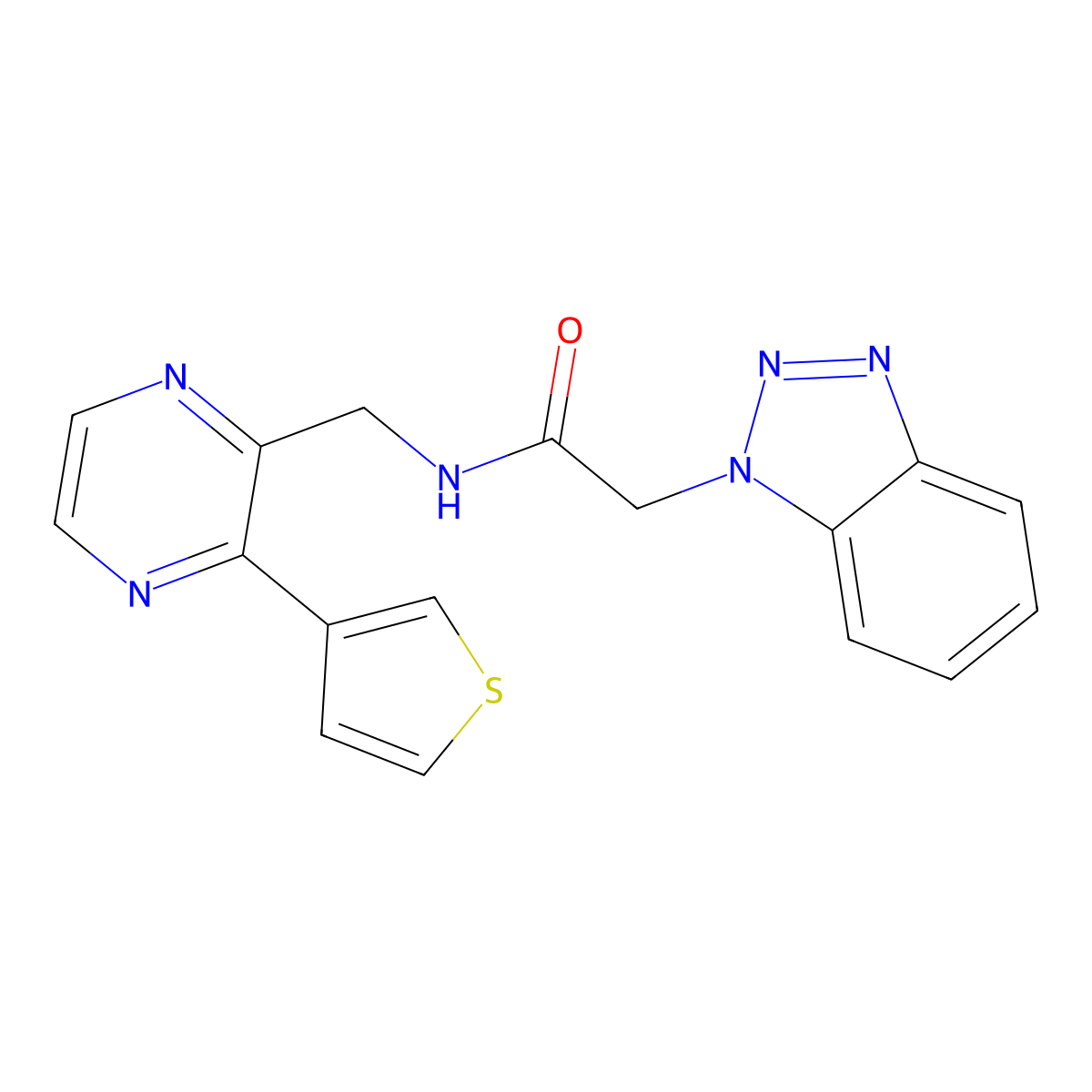 2-(1H-benzo[d][1,2,3]triazol-1-yl)-N-((3-(thiophen-3-yl)pyrazin-2-yl)methyl)acetamide molecular structure, CAS 2034468-00-1