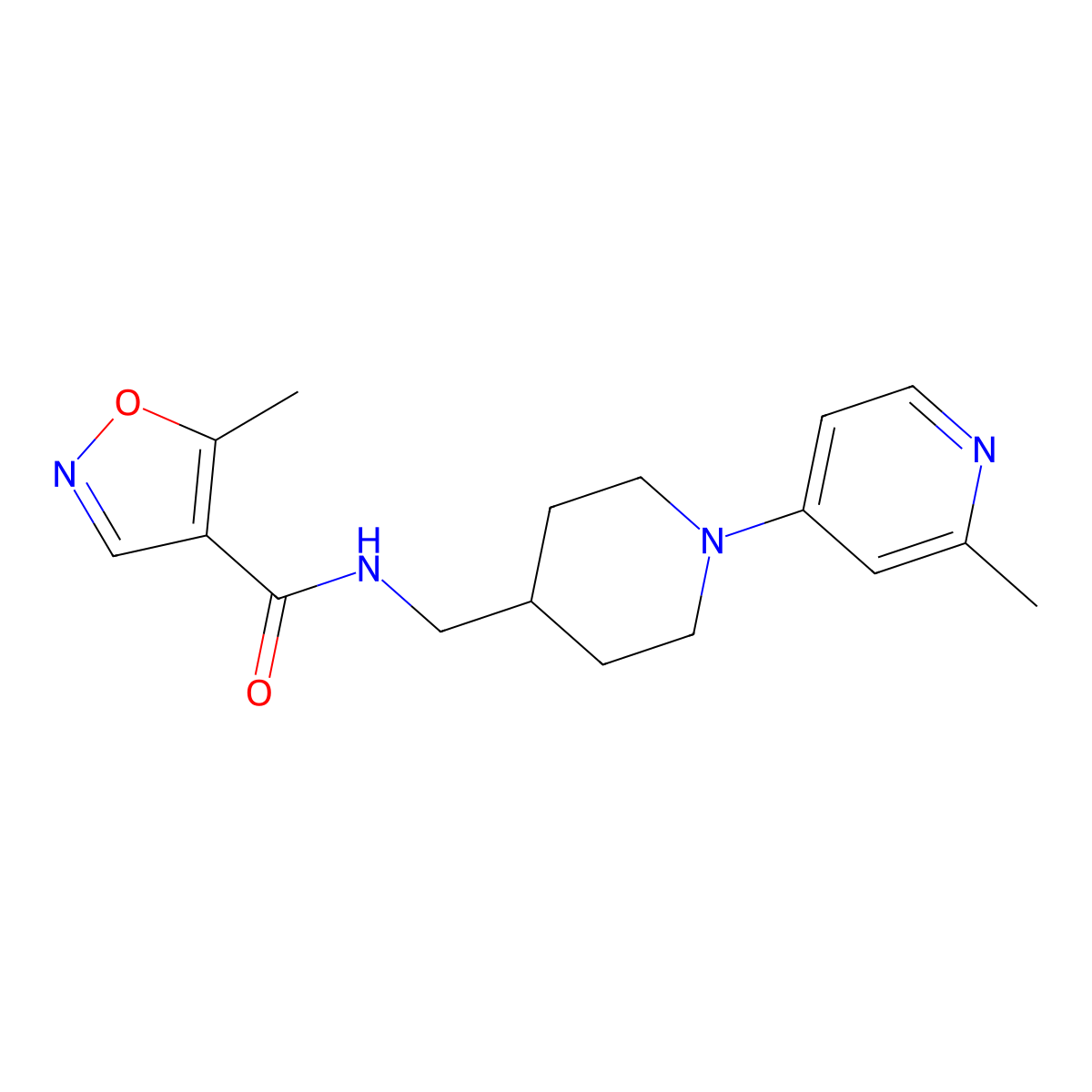 5-methyl-N-((1-(2-methylpyridin-4-yl)piperidin-4-yl)methyl)isoxazole-4-carboxamide molecular structure, CAS 2034468-03-4