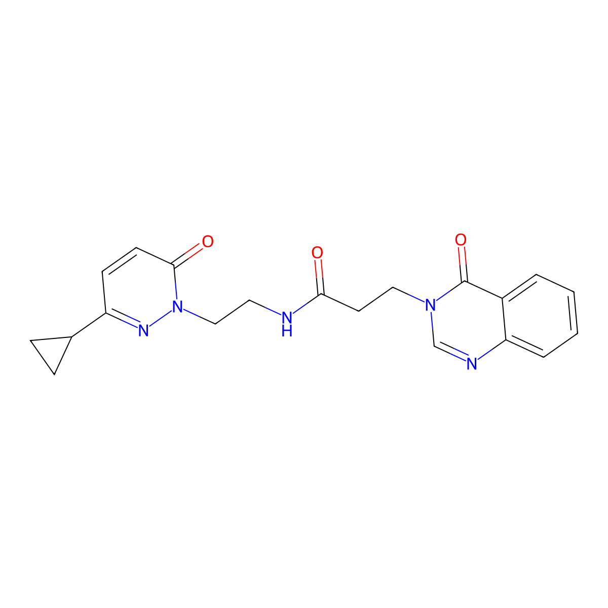 N-(2-(3-cyclopropyl-6-oxopyridazin-1(6H)-yl)ethyl)-3-(4-oxoquinazolin-3(4H)-yl)propanamide molecular structure, CAS 2034468-07-8