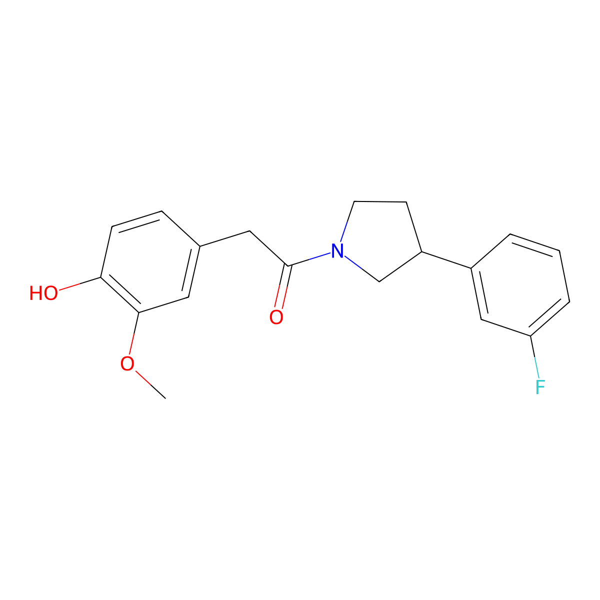 1-(3-(3-Fluorophenyl)pyrrolidin-1-yl)-2-(4-hydroxy-3-methoxyphenyl)ethanone molecular structure, CAS 2034468-10-3