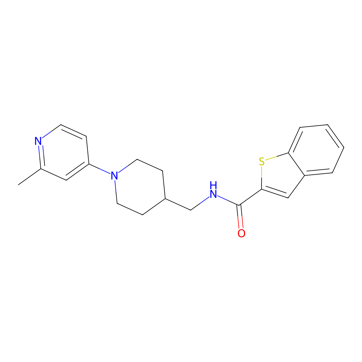 N-((1-(2-methylpyridin-4-yl)piperidin-4-yl)methyl)benzo[b]thiophene-2-carboxamide molecular structure, CAS 2034468-11-4