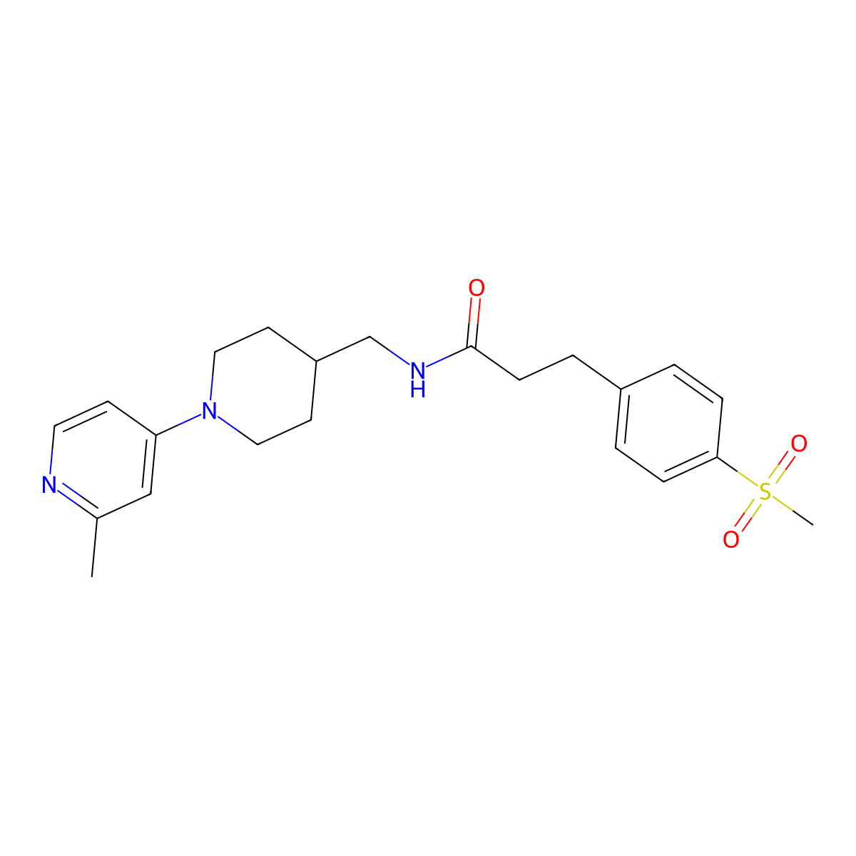 N-((1-(2-methylpyridin-4-yl)piperidin-4-yl)methyl)-3-(4-(methylsulfonyl)phenyl)propanamide molecular structure, CAS 2034468-15-8