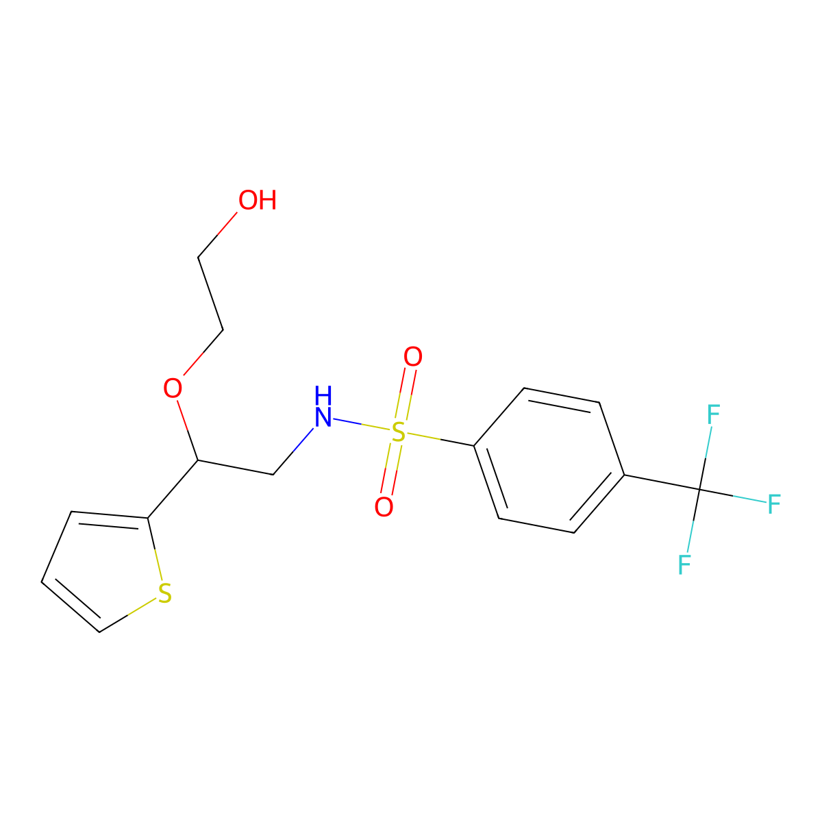 N-(2-(2-hydroxyethoxy)-2-(thiophen-2-yl)ethyl)-4-(trifluoromethyl)benzenesulfonamide molecular structure, CAS 2034468-23-8
