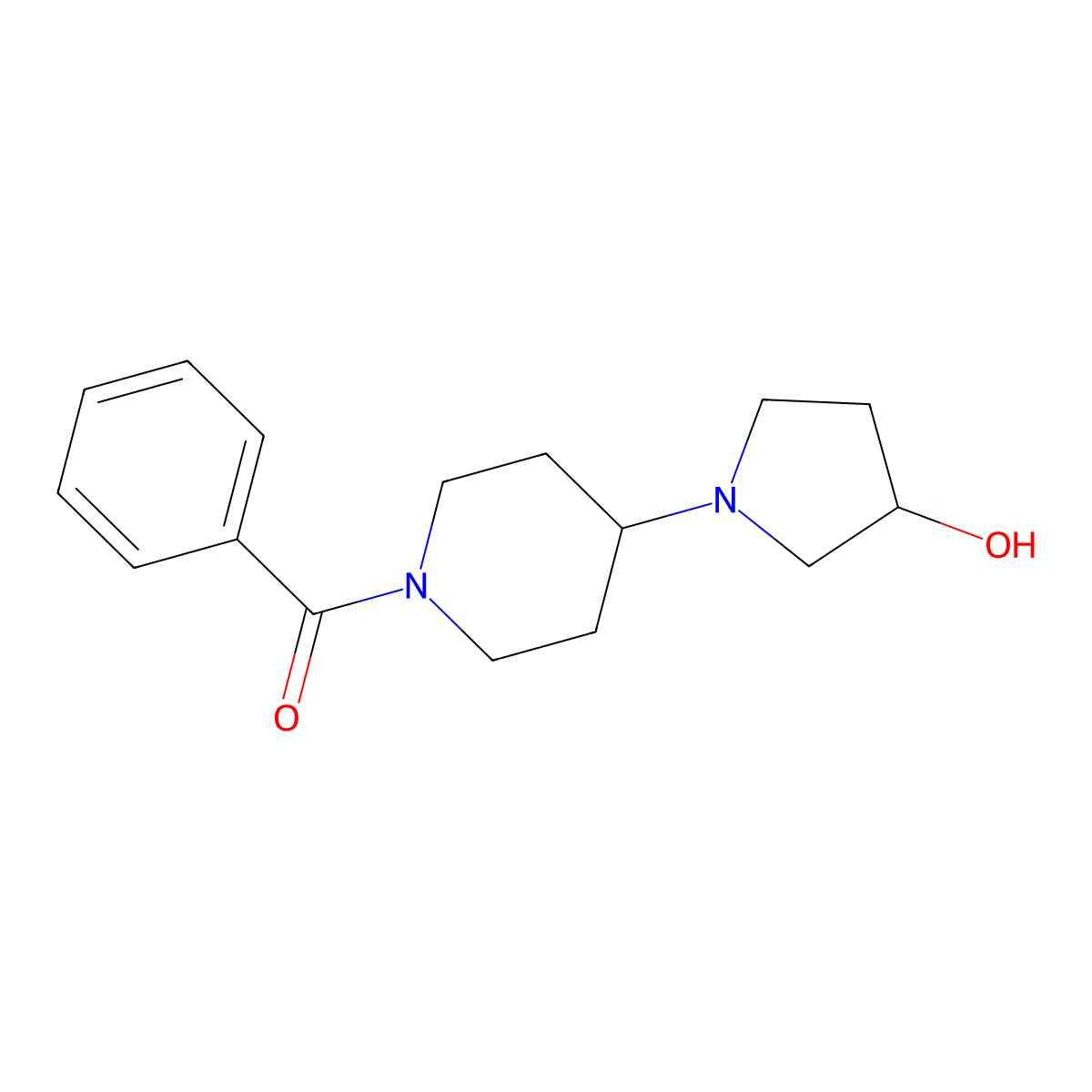 (4-(3-Hydroxypyrrolidin-1-yl)piperidin-1-yl)(phenyl)methanone molecular structure, CAS 2034468-28-3