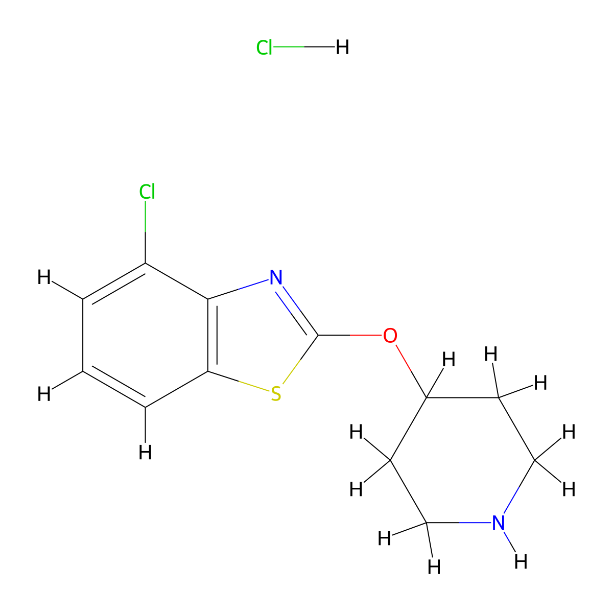 4-Chloro-2-(piperidin-4-yloxy)-1,3-benzothiazole hydrochloride molecular structure, CAS 2034468-32-9