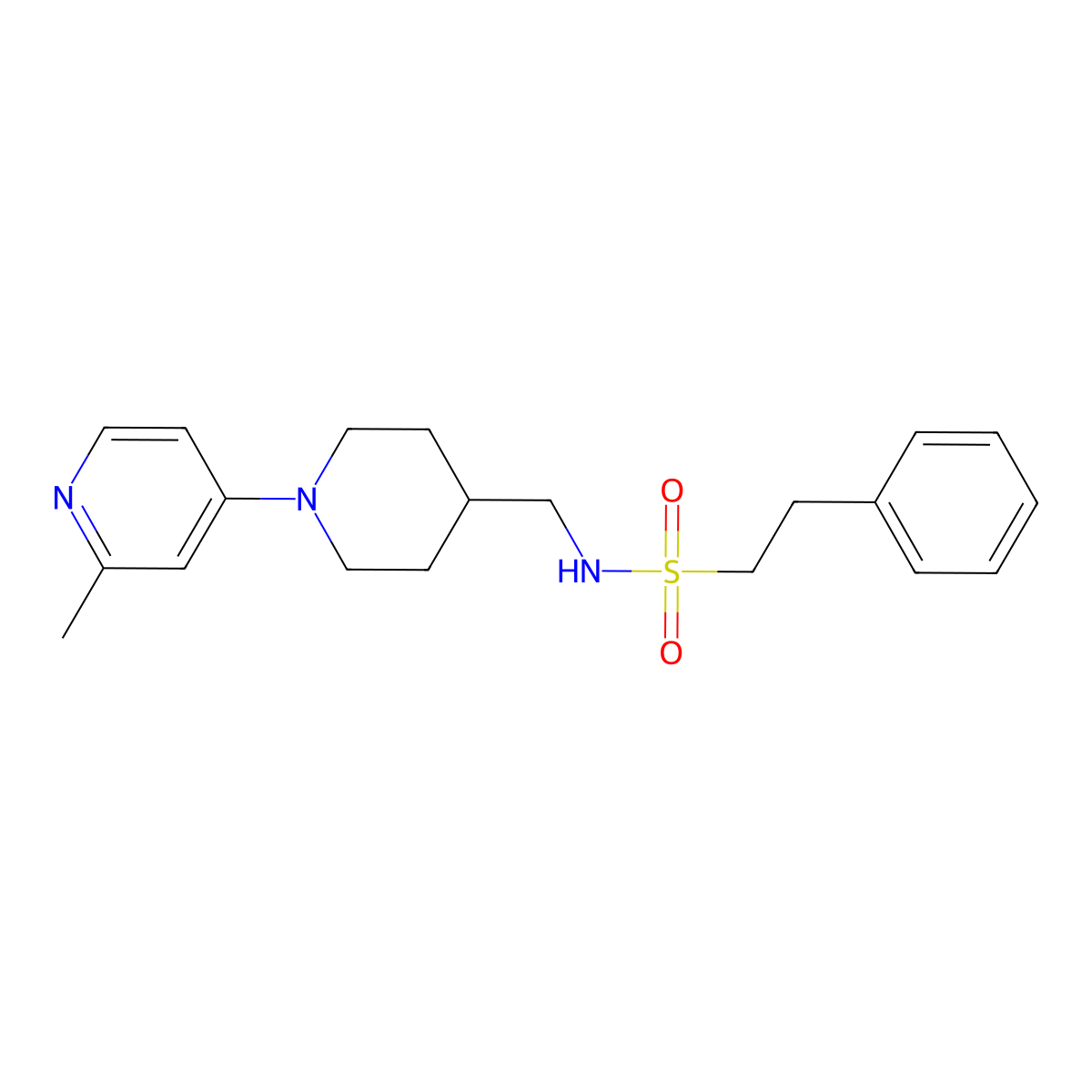 N-((1-(2-methylpyridin-4-yl)piperidin-4-yl)methyl)-2-phenylethanesulfonamide molecular structure, CAS 2034468-33-0