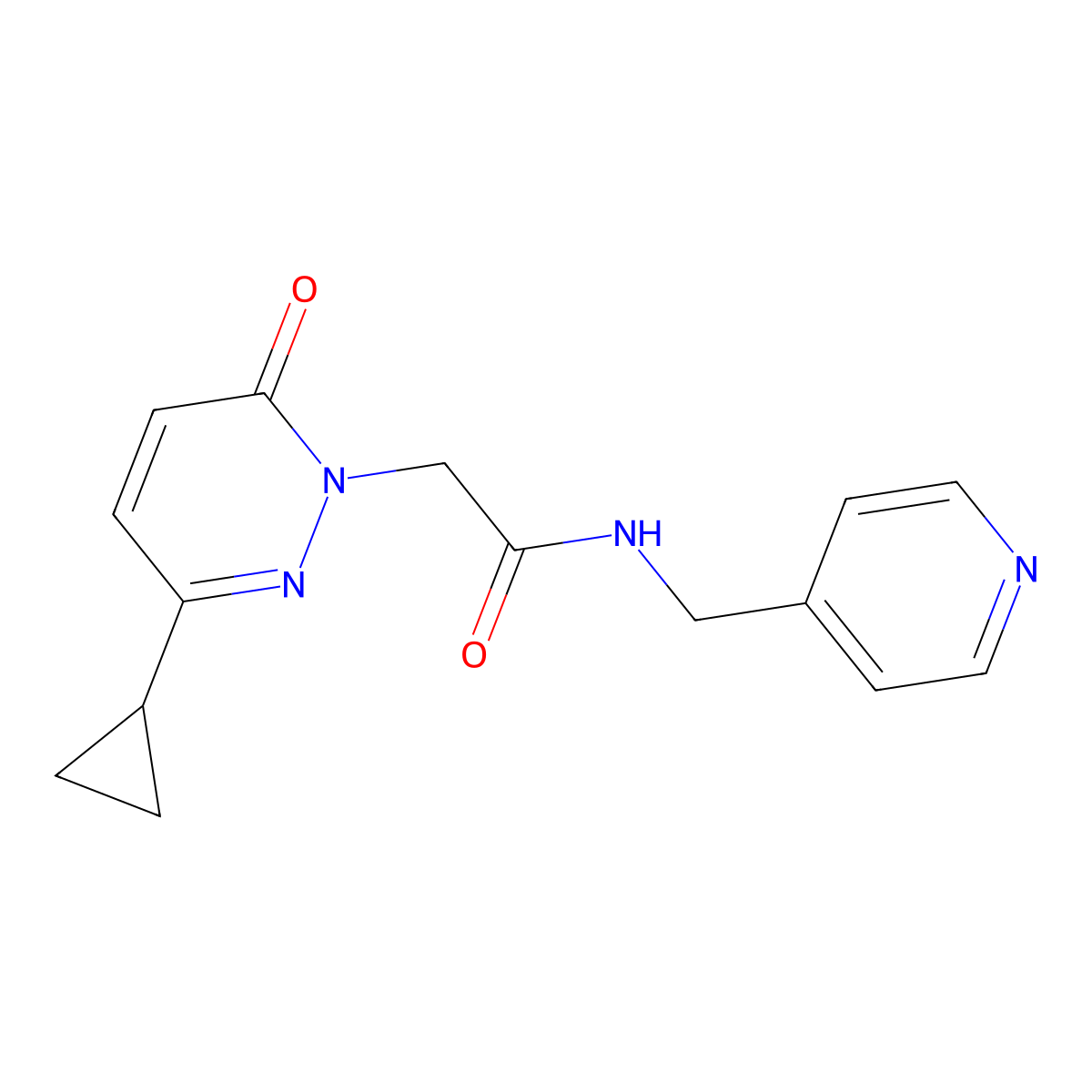 2-(3-cyclopropyl-6-oxopyridazin-1(6H)-yl)-N-(pyridin-4-ylmethyl)acetamide molecular structure, CAS 2034468-34-1