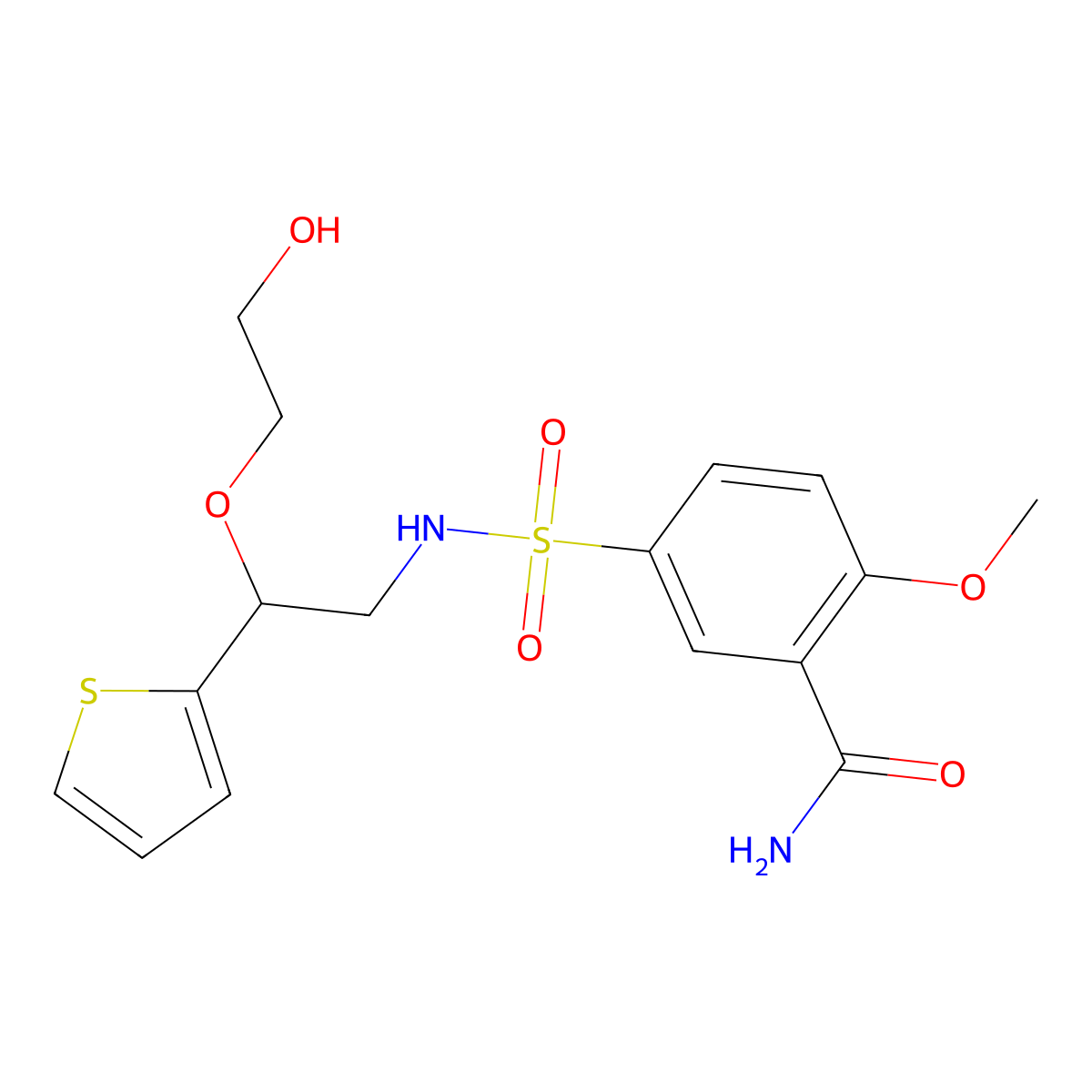 5-(N-(2-(2-hydroxyethoxy)-2-(thiophen-2-yl)ethyl)sulfamoyl)-2-methoxybenzamide molecular structure, CAS 2034468-39-6