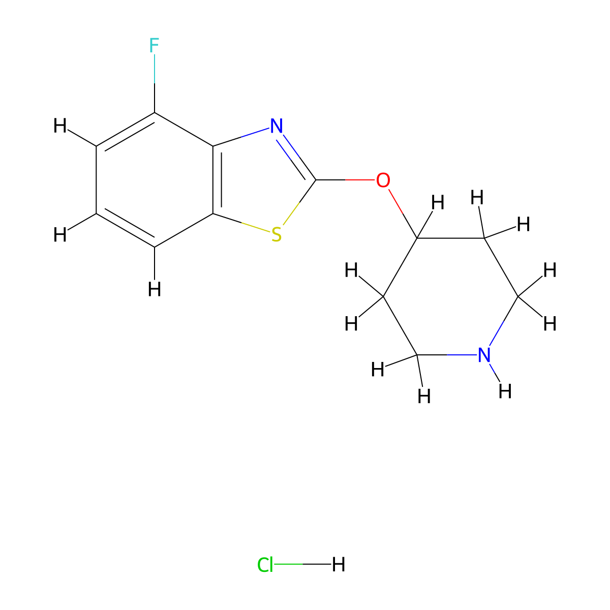 4-Fluoro-2-(piperidin-4-yloxy)benzo[d]thiazole hydrochloride molecular structure, CAS 2034468-43-2