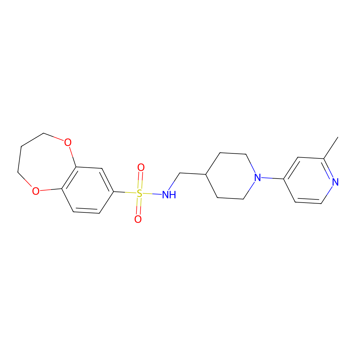 N-((1-(2-methylpyridin-4-yl)piperidin-4-yl)methyl)-3,4-dihydro-2H-benzo[b][1,4]dioxepine-7-sulfonamide molecular structure, CAS 2034468-44-3