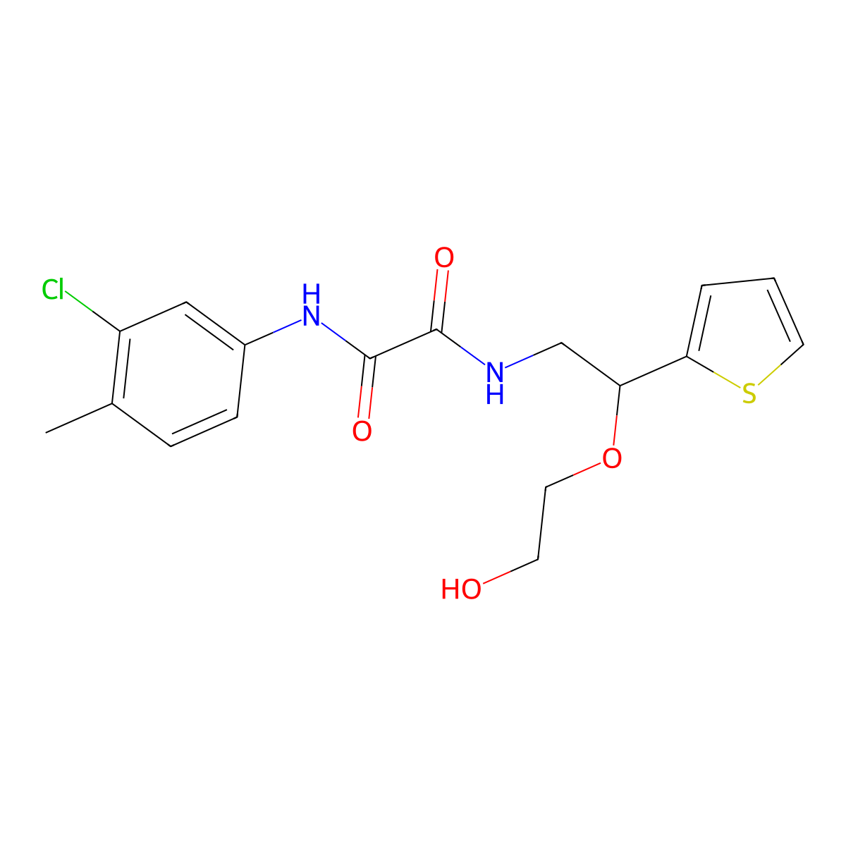 N1-(3-chloro-4-methylphenyl)-N2-(2-(2-hydroxyethoxy)-2-(thiophen-2-yl)ethyl)oxalamide molecular structure, CAS 2034468-45-4