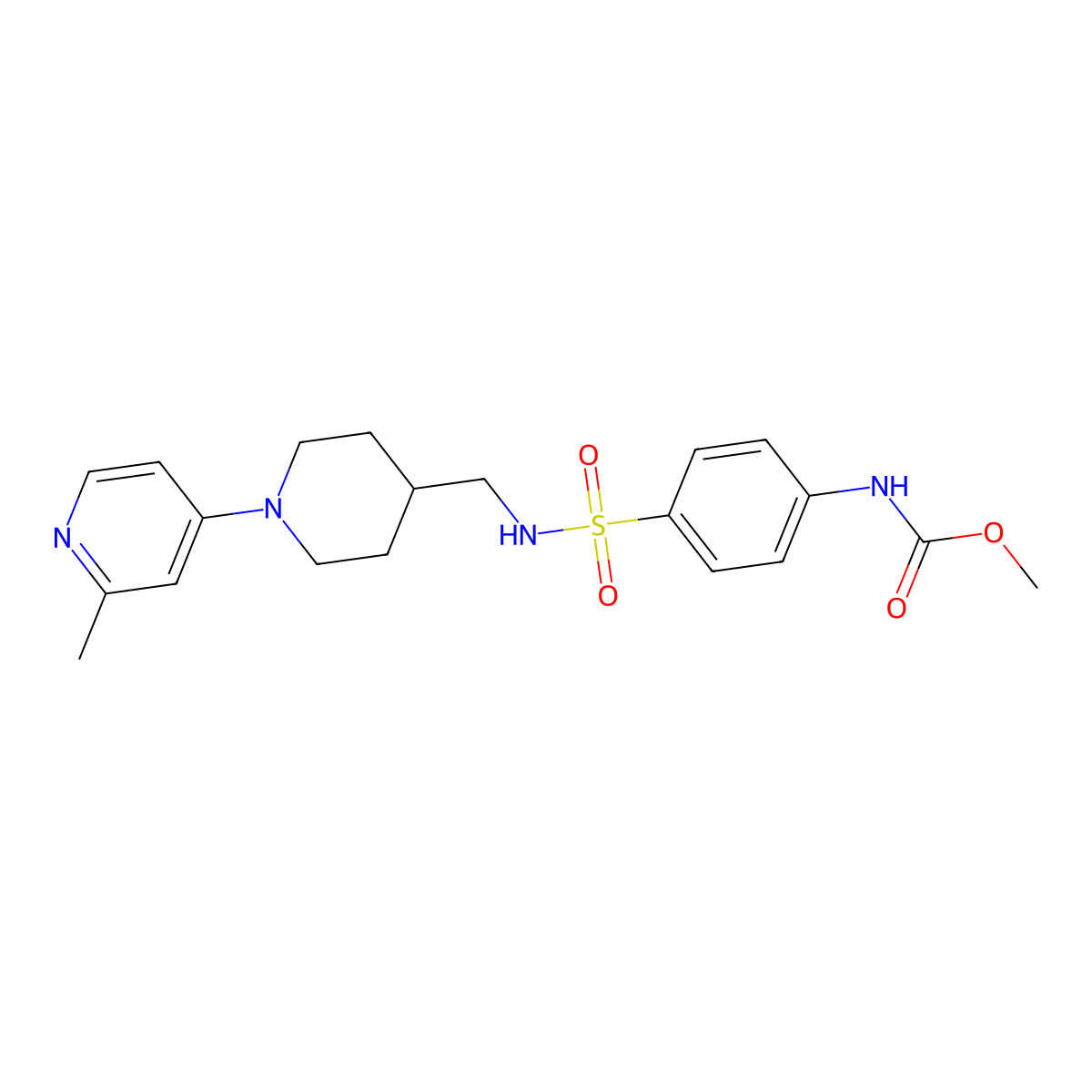 methyl (4-(N-((1-(2-methylpyridin-4-yl)piperidin-4-yl)methyl)sulfamoyl)phenyl)carbamate molecular structure, CAS 2034468-49-8