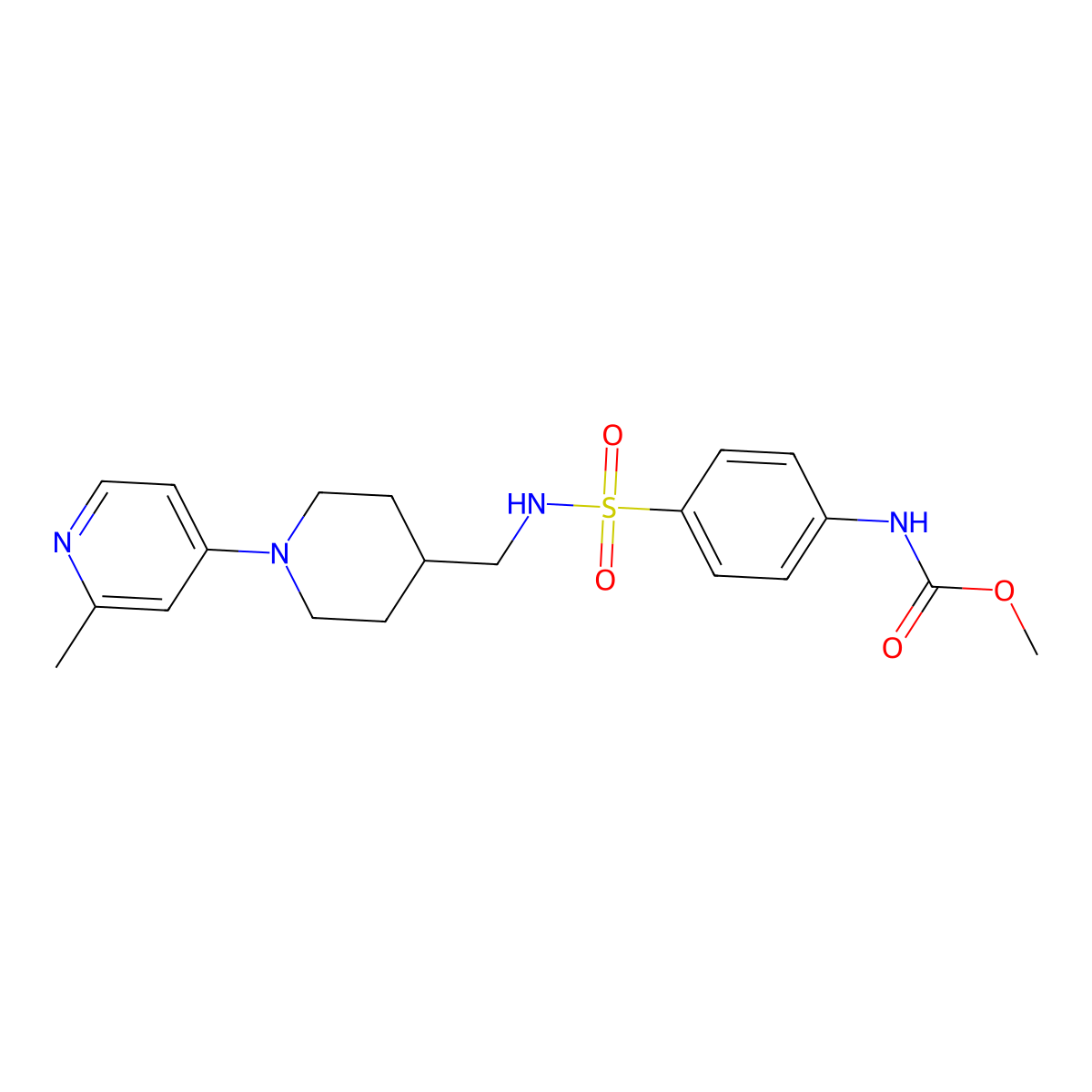 methyl (4-(N-((1-(2-methylpyridin-4-yl)piperidin-4-yl)methyl)sulfamoyl)phenyl)carbamate molecular structure, CAS 2034468-49-8