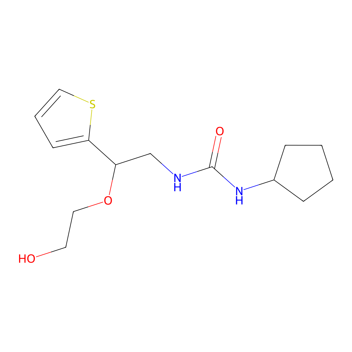 1-Cyclopentyl-3-[2-(2-hydroxyethoxy)-2-(thiophen-2-yl)ethyl]urea molecular structure, CAS 2034468-50-1