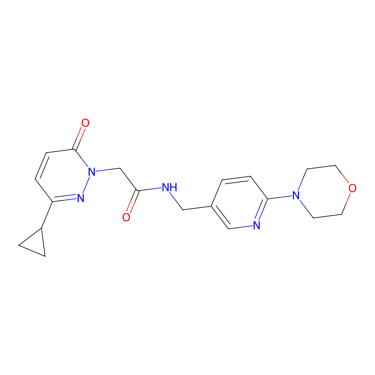 2-(3-cyclopropyl-6-oxopyridazin-1(6H)-yl)-N-((6-morpholinopyridin-3-yl)methyl)acetamide molecular structure, CAS 2034468-51-2