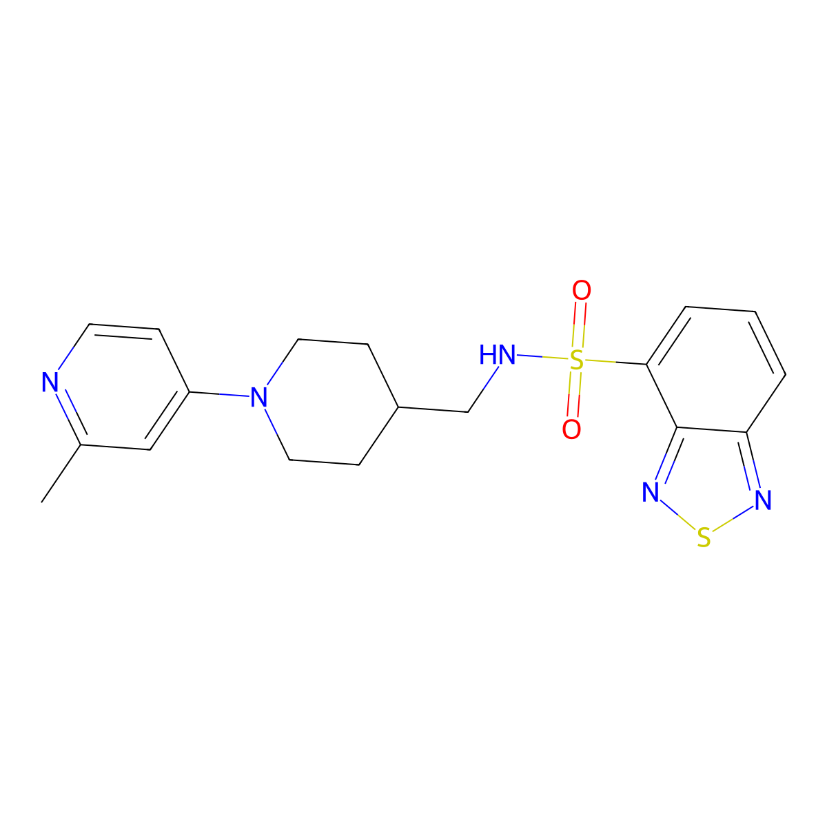 N-((1-(2-methylpyridin-4-yl)piperidin-4-yl)methyl)benzo[c][1,2,5]thiadiazole-4-sulfonamide molecular structure, CAS 2034468-53-4