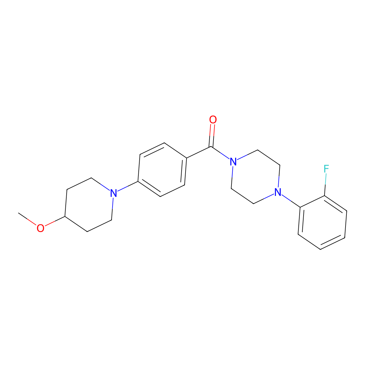 (4-(2-Fluorophenyl)piperazin-1-yl)(4-(4-methoxypiperidin-1-yl)phenyl)methanone molecular structure, CAS 2034468-54-5